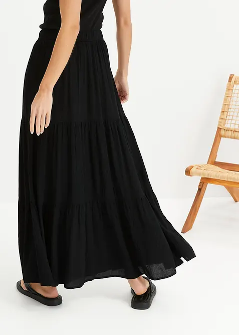 Maxi-volangskj&oslash;rt i strukturert viskosemateriale, bonprix