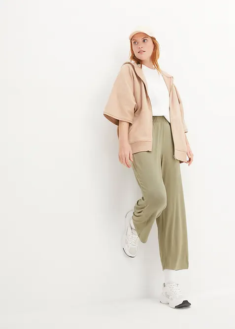 Ankellang bukse i trikot, High Waist (2-pack), bonprix