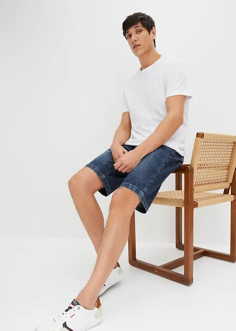 Slip on-bermudashorts i lett denim med stretchlinning, Slim Fit, bonprix