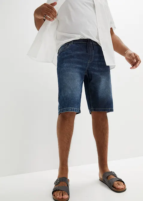 Slip on-bermudashorts i lett denim med stretchlinning, Slim Fit, bonprix