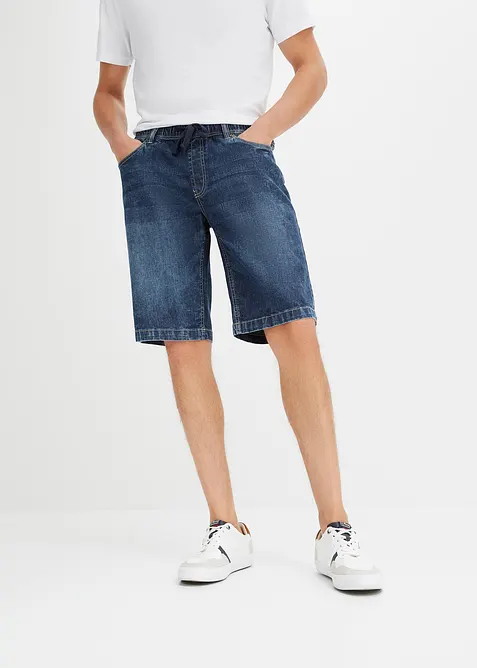 Slip on-bermudashorts i lett denim med stretchlinning, Slim Fit, bonprix
