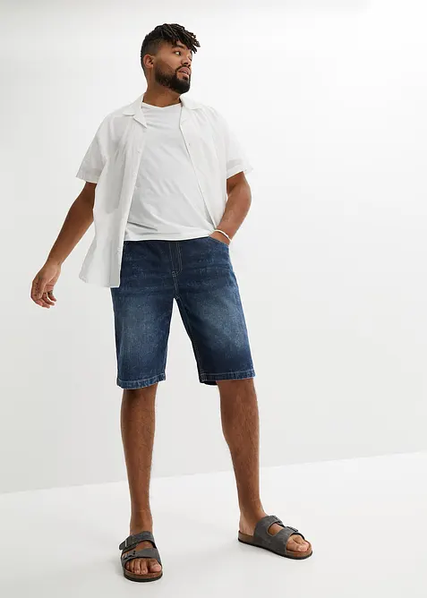Slip on-bermudashorts i lett denim med stretchlinning, Slim Fit, bonprix