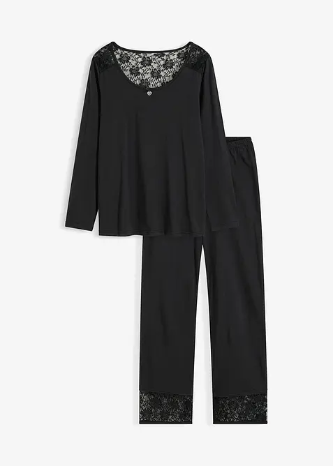 Pyjamas med delikat blonde, bonprix