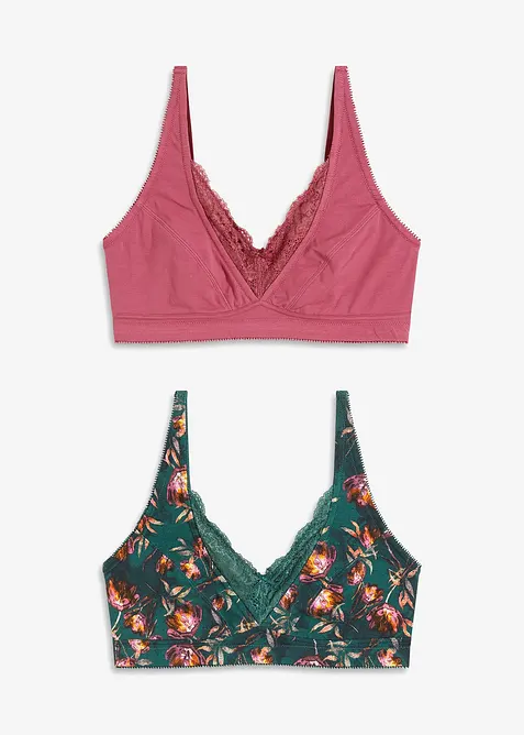 BH  uten bøyle med økologisk bomull (2-pack), bonprix