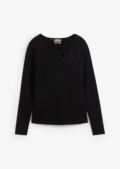 Finstrikket genser i myk viskosemiks, bonprix