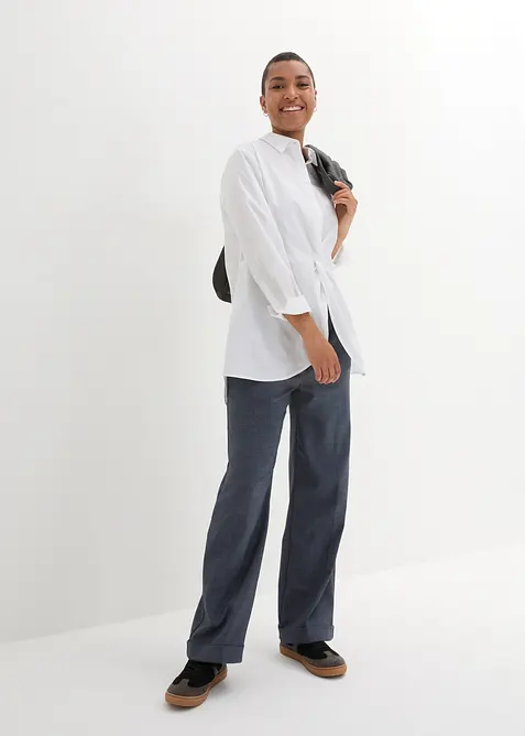 Bluse med forlenget bakstykke av 100% bomull, bonprix