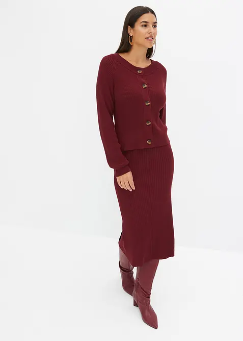 Ribbestrikket skjørt i viskosemiks, bonprix