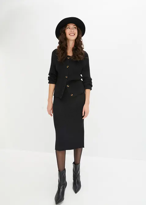 Ribbestrikket skj&oslash;rt i viskosemiks, bonprix