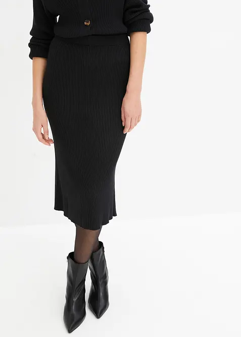 Ribbestrikket skj&oslash;rt i viskosemiks, bonprix