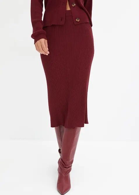 Ribbestrikket skjørt i viskosemiks, bonprix