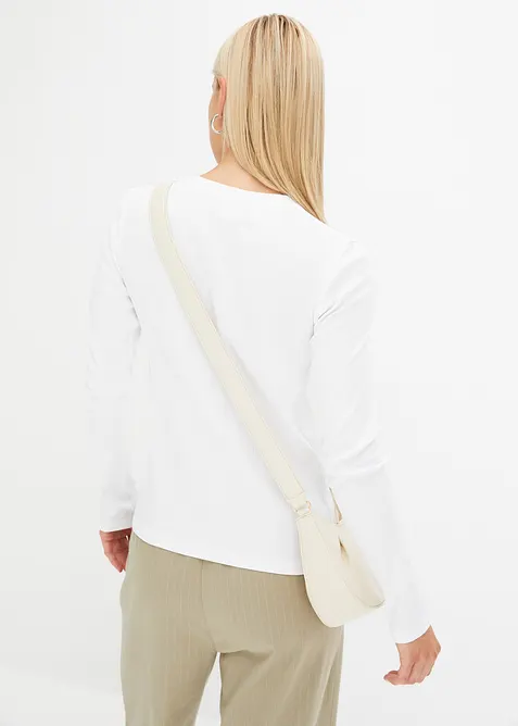 Ribbet, langermet topp i 100% bomull, bonprix