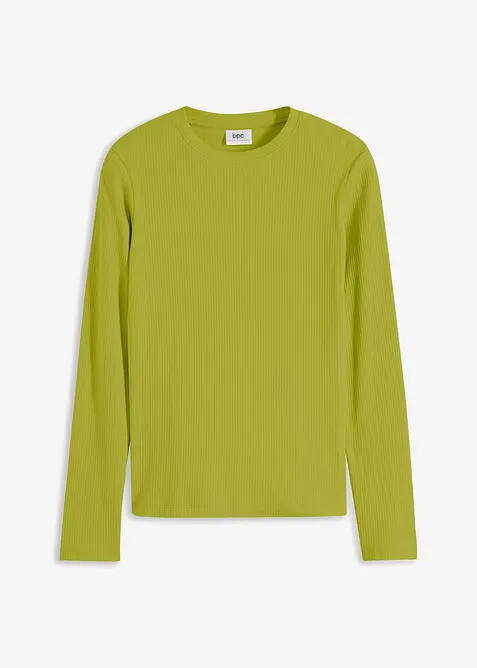 Ribbet langermet topp av ren bomull, bonprix