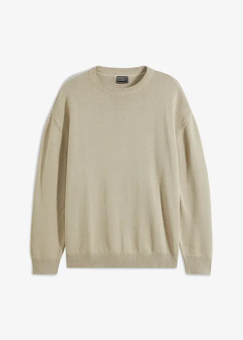 Genser i myk bomullsmiks med rund hals, Loose Fit, bonprix