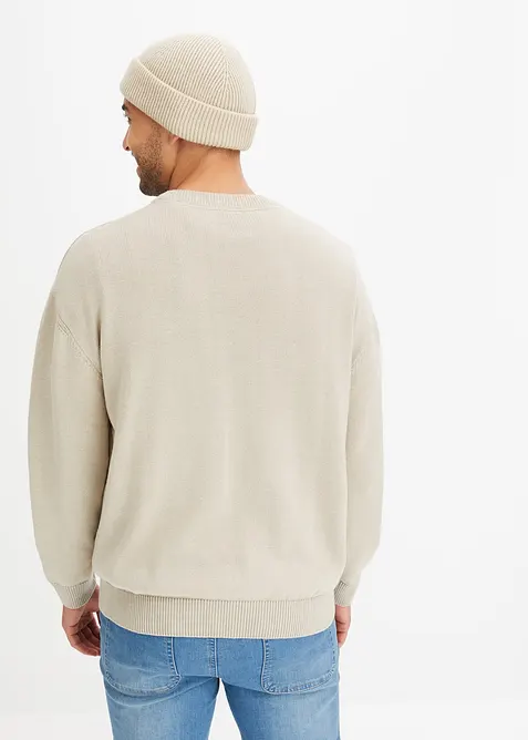 Genser i myk bomullsmiks med rund hals, Loose Fit, bonprix