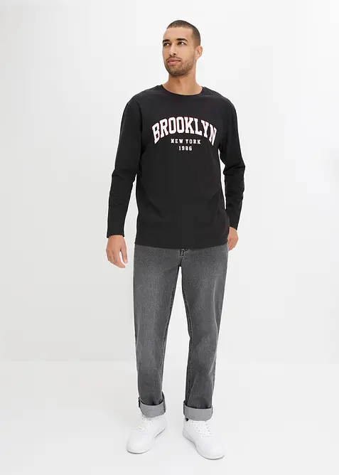 Langermet shirt av &oslash;kologisk bomull, Loose Fit, bonprix