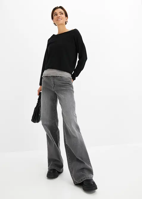 Genser og topp i ren bomull (2-delt sett), bonprix