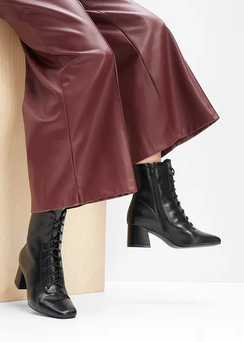 Ankelstøvletter med snøring og blokkhæl, bonprix