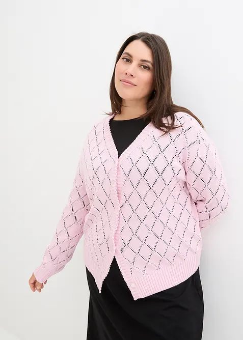 Cardigan med hullm&oslash;nster, bonprix