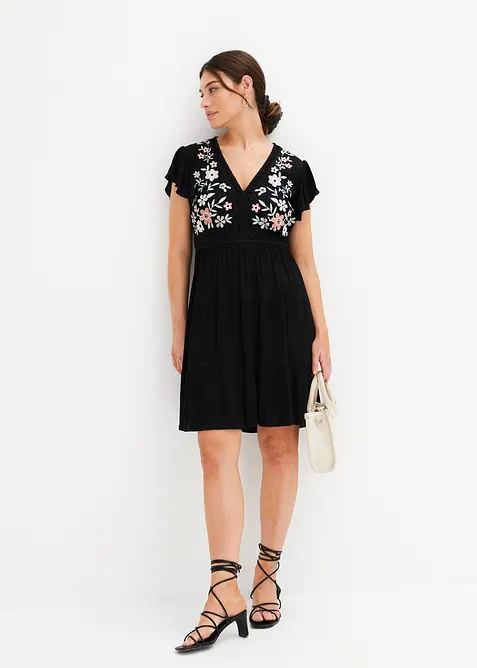 Minikjole med broderi, bonprix