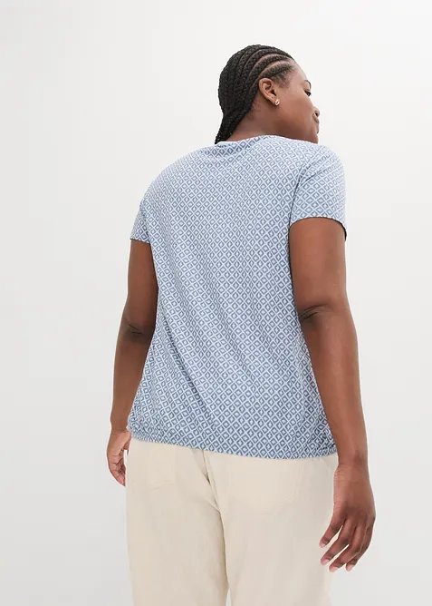 Topp med strikk i falden, kortermet, bonprix