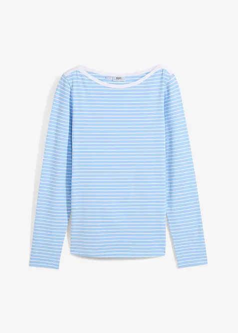 Stripet langermet topp med b&aring;thals, bonprix