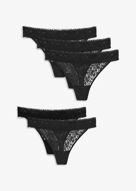 Stringtruse i resirkulert blondemateriale (5-pack), bonprix