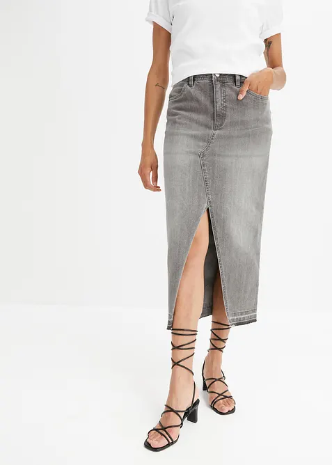 Jeansskj&oslash;rt med splitt, bonprix