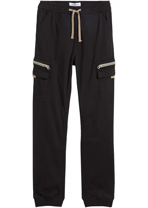 Regular Fit pull on-cargobukse i elastisk bomullsmiks, Straight, bonprix