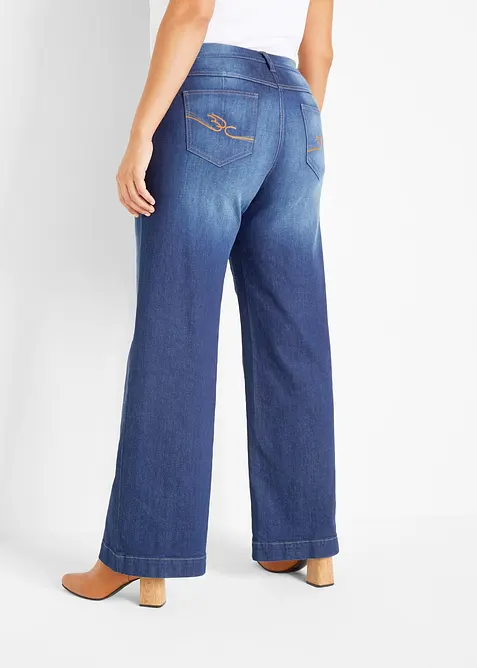 Wide Leg-jeans Mid Waist, komfortlinning, bonprix