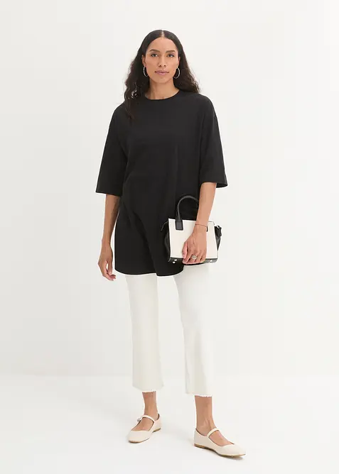 Oversized, lang topp i 100% &oslash;kologisk bomull, bonprix