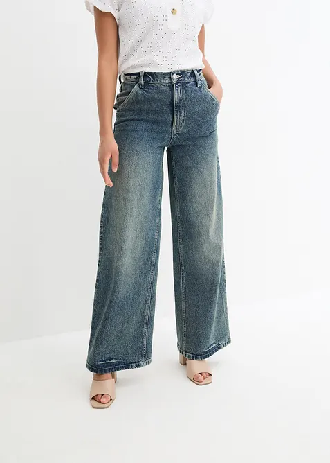 Wide Leg-jeans High Waist, Low Stretch, bonprix