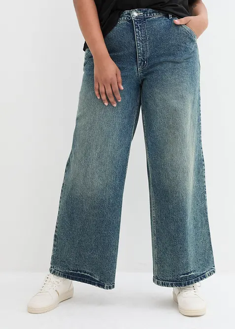 Wide Leg-jeans High Waist, Low Stretch, bonprix