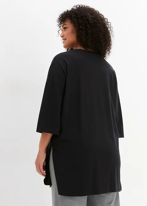 Oversized, lang topp i 100% &oslash;kologisk bomull, bonprix