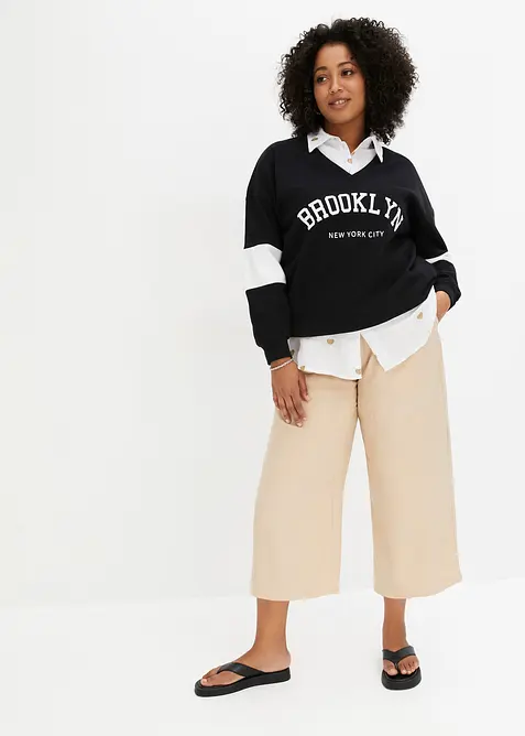 Oversized sweatshirt i bomullsmiks, bonprix