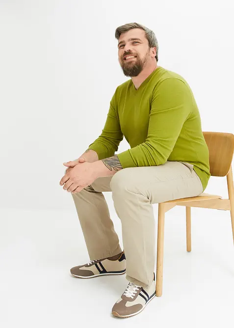 Finstrikket genser i myk bomullsmiks, bonprix