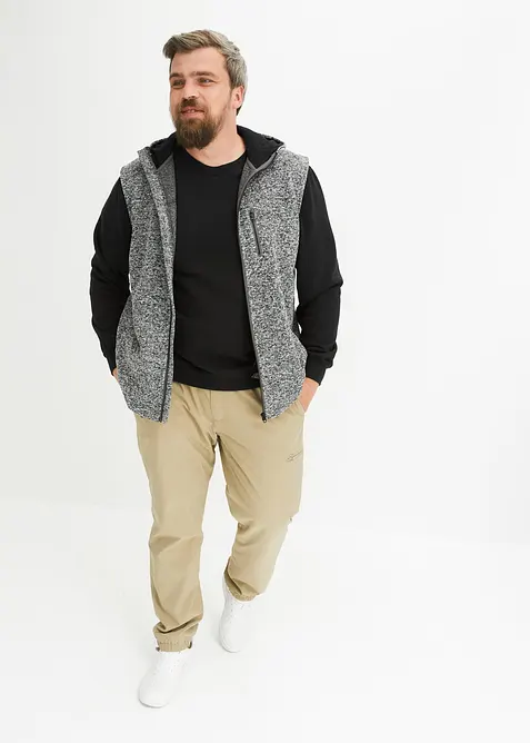 Strikket fleecevest med hette, bonprix