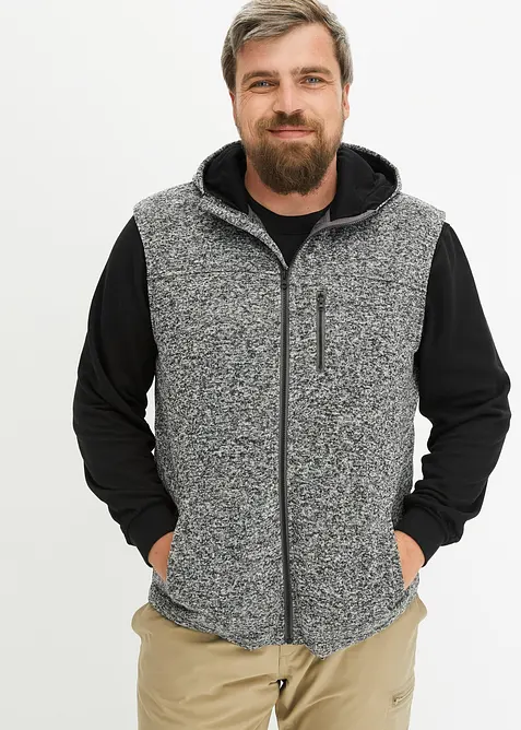 Strikket fleecevest med hette, bonprix
