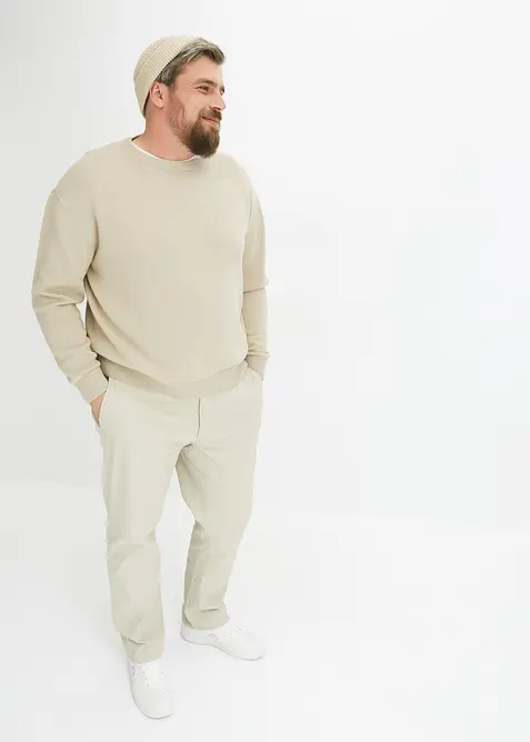 Genser i myk bomullsmiks med rund hals, Loose Fit, bonprix