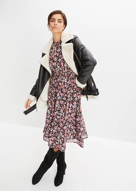 Bikerjakke i imitert lammeskinn, bonprix