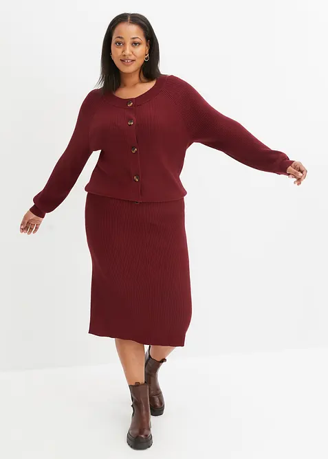 Ribbestrikket skjørt i viskosemiks, bonprix