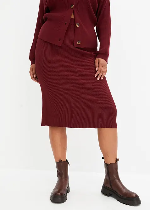 Ribbestrikket skjørt i viskosemiks, bonprix