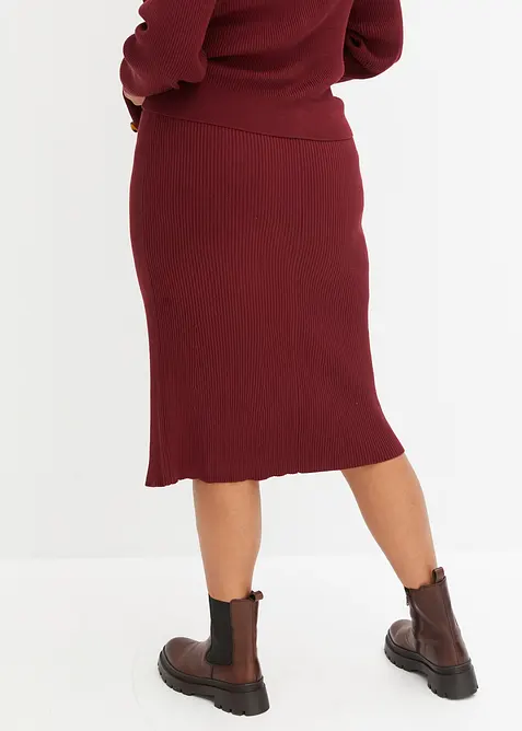 Ribbestrikket skjørt i viskosemiks, bonprix