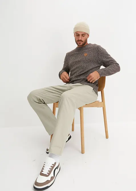 Genser med rund hals og bomull, bonprix