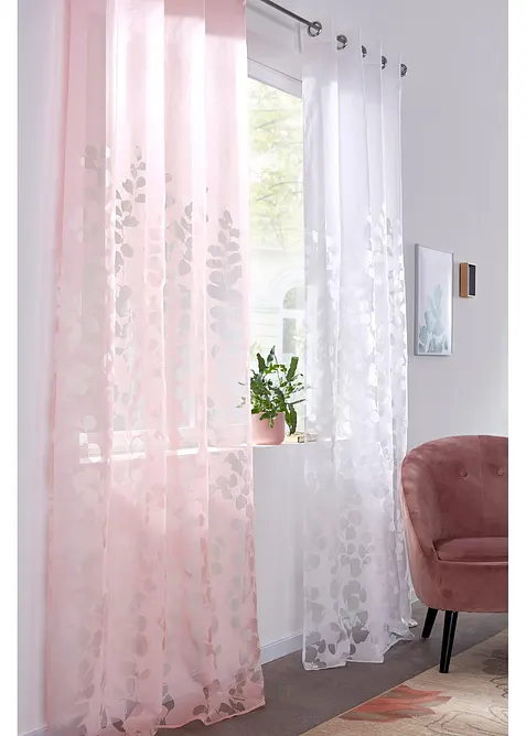 Gardin med etset bladm&oslash;nster (1-pack), bonprix