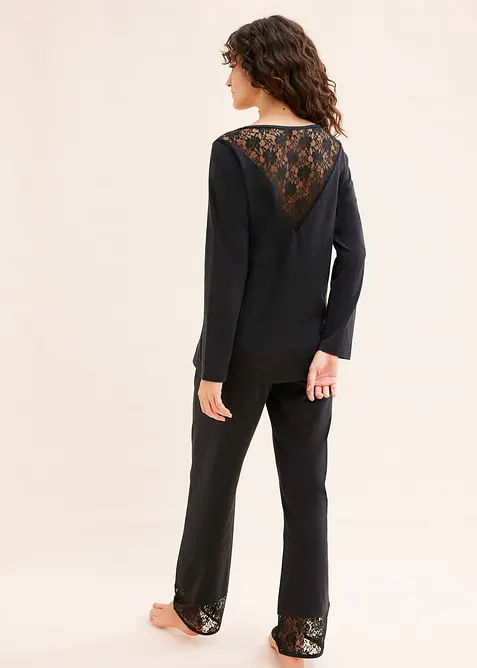 Pyjamas med delikat blonde, bonprix