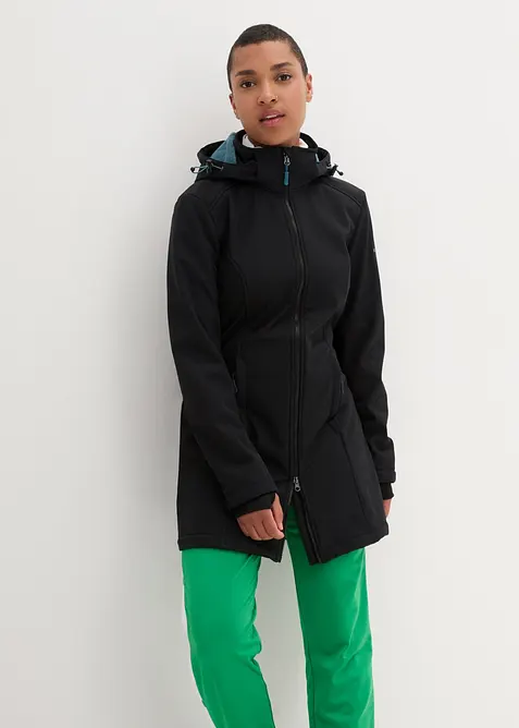 Vannavvisende skalljakke i lang modell, myk fleece, bonprix