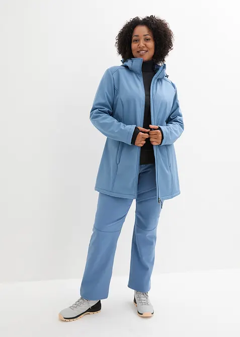 Vannavvisende funksjons-skalljakke i lang modell, myk fleece, bonprix