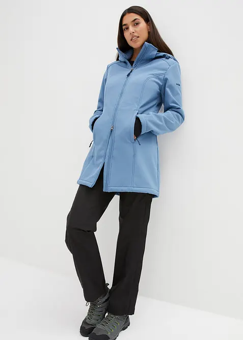 Vannavvisende funksjons-skalljakke i lang modell, myk fleece, bonprix