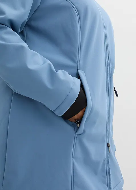 Vannavvisende funksjons-skalljakke i lang modell, myk fleece, bonprix