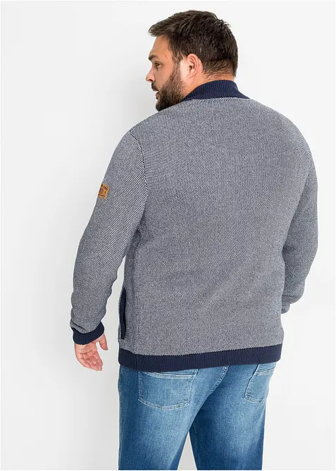 Grovstrikket jakke med ståkrage av 100% bomull, bonprix